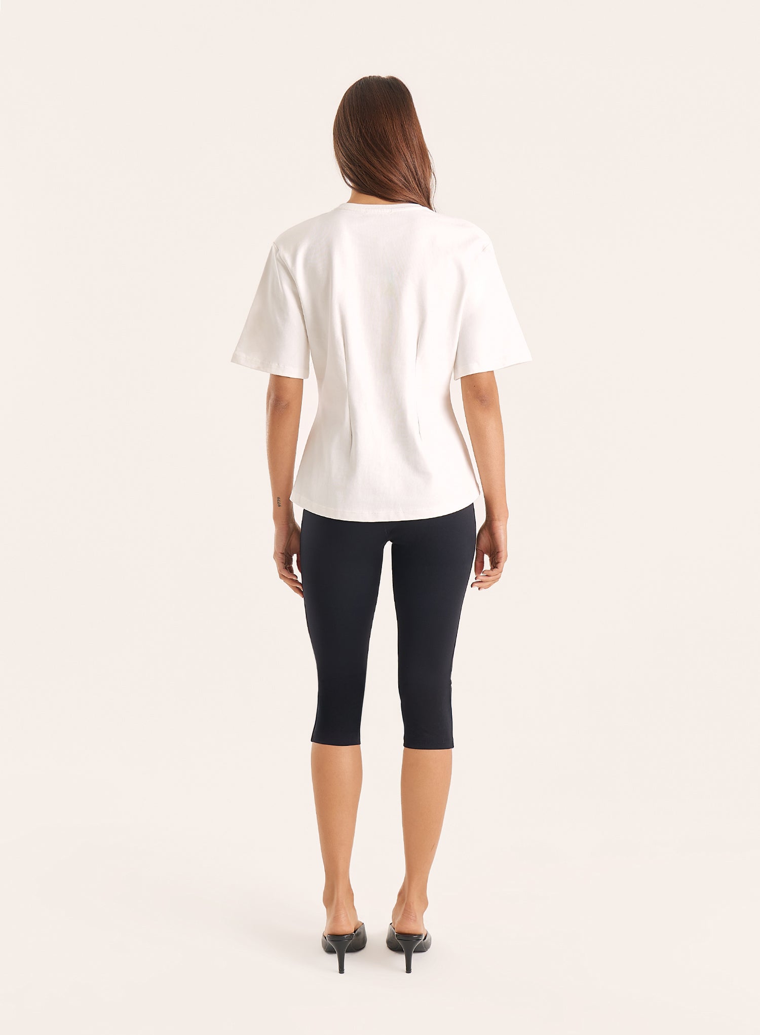 White Shoulder Pad Peplum T-Shirt